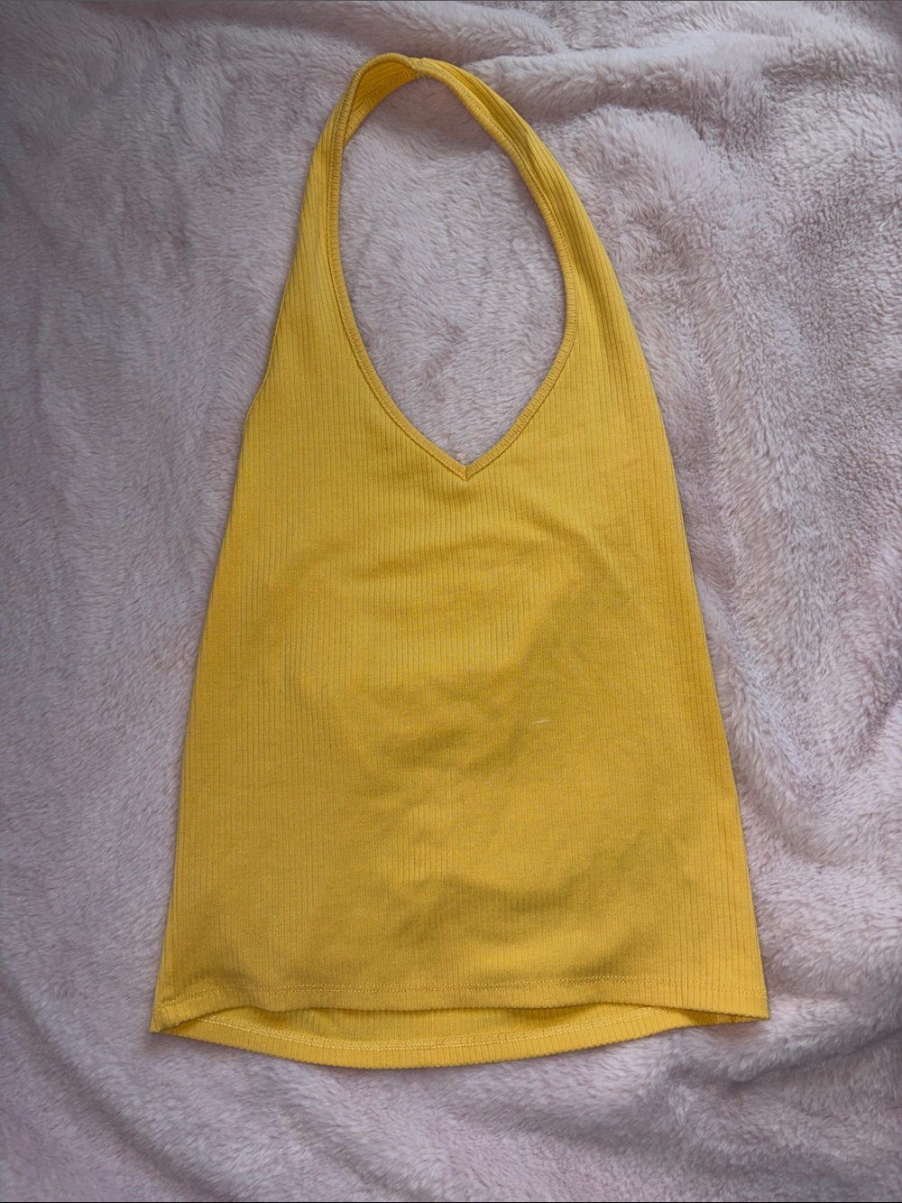 American Eagle Outfitters Yellow Ribbed Halter Tank